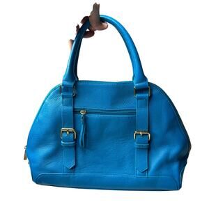 Ora Delphine Bright Blue Leather Satchel Shoulder Bag Crossbody